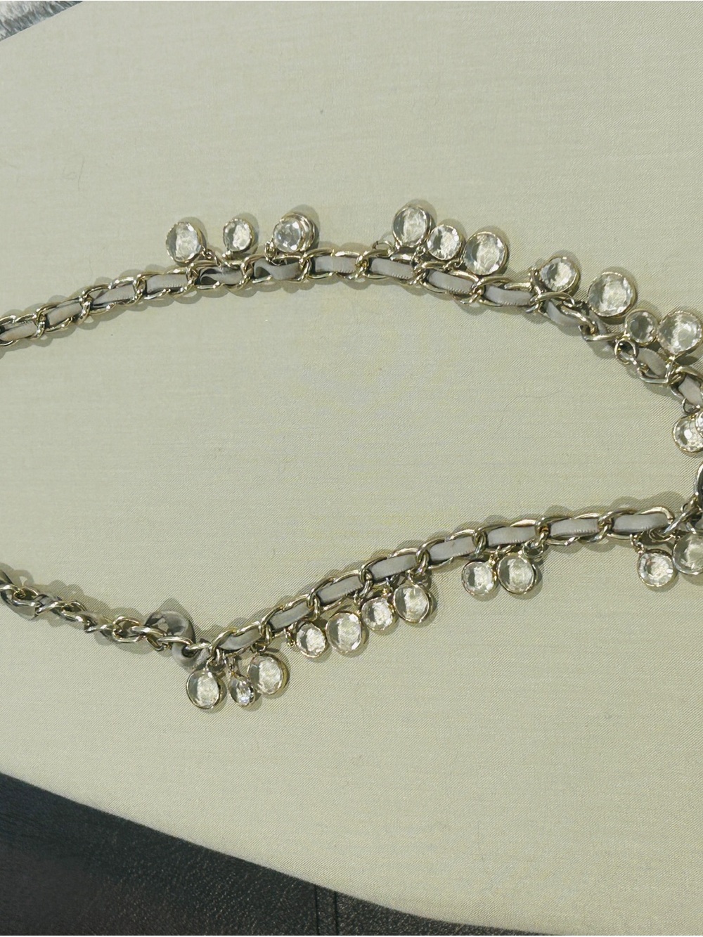 Silver Crystal Dangle Chain Necklace - Women Jewelry